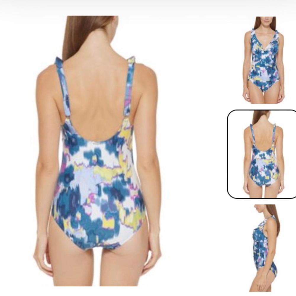 New Ruffle Plunge Tummy-Control One-Piece Swimsuit - Picture 4 of 15